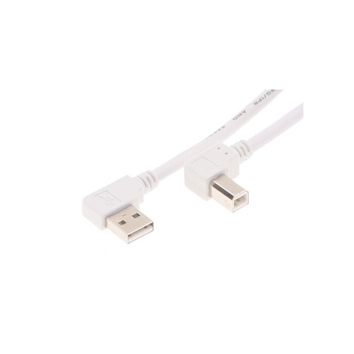 6ft. White USB 2.0 Cable A Left Angle to B Left Angle High-Speed