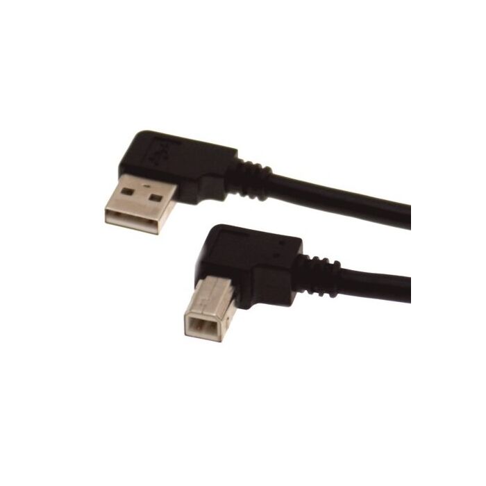 10ft Black USB 2.0 Cable A Left Angle to B Left Angle Hi-Speed Cable