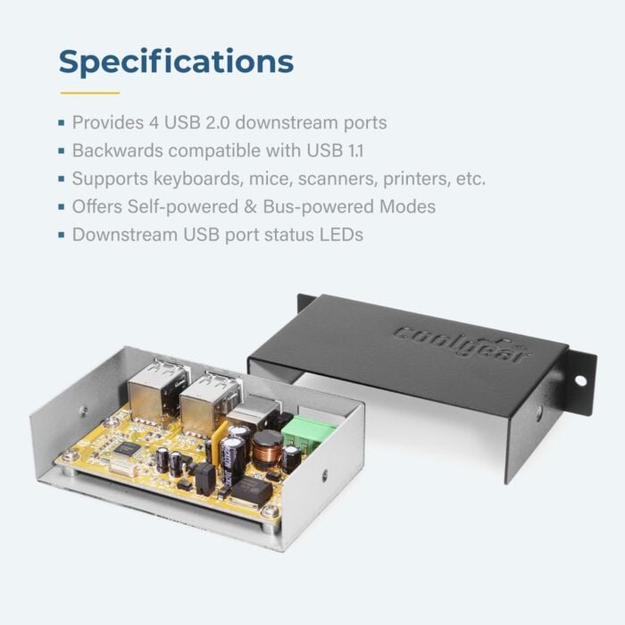 4-Port Industrial USB 2.0 Powered Variable Voltage Input Hub