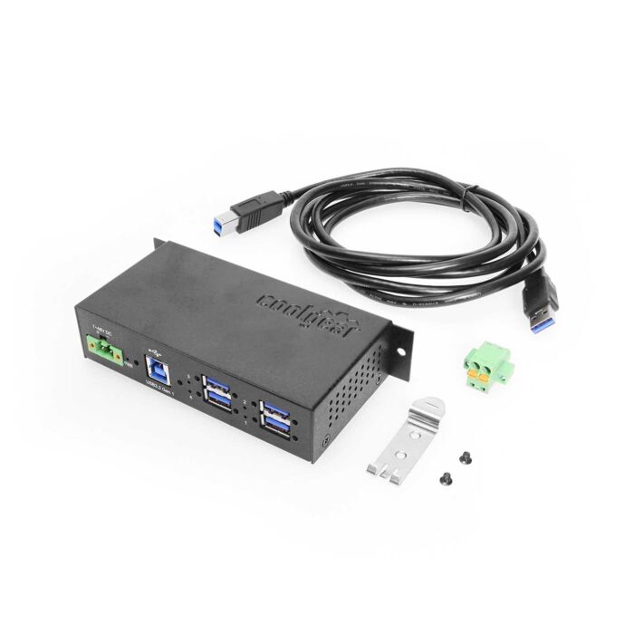 4-Port Industrial USB 3.0 Hub w/ 1.5Amp Output, GL Chip, DIN-Rail Mounting