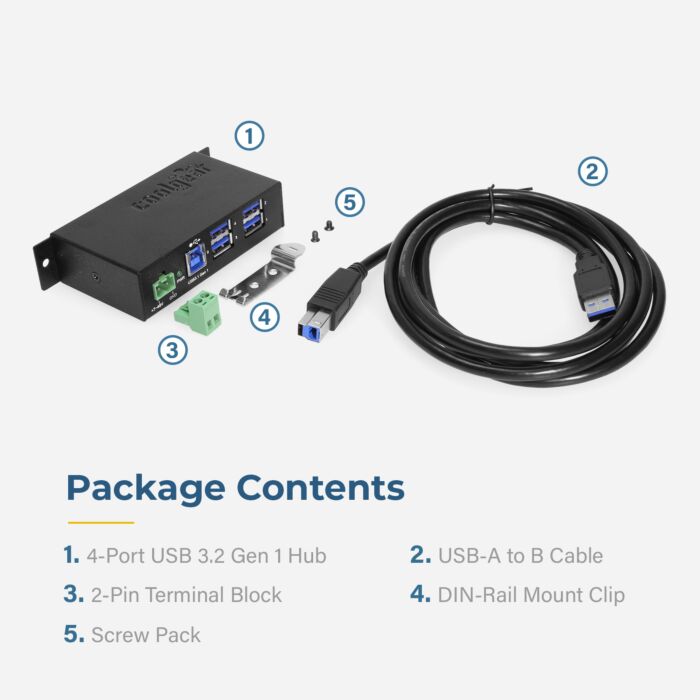 4 Port USB 3.2 Gen 1 Powered Hub w/ ESD Surge Protection