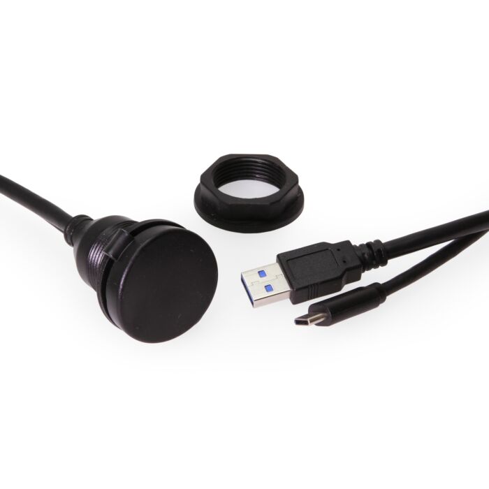 3ft. Panel Mount 1 USB-C 3.0 & 1 USB-A 3.0 Male to Female Extension Cable
