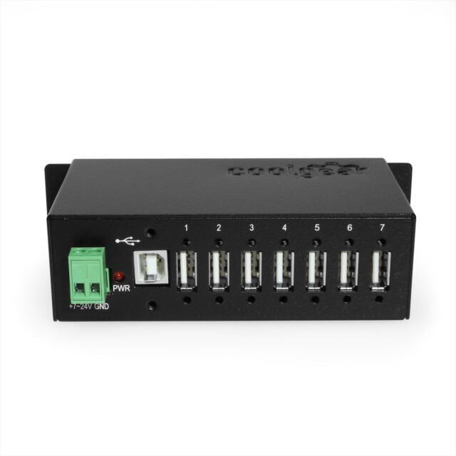 USB 2.0 7-Port hub with surge protection Din rail mounting - NEC chip