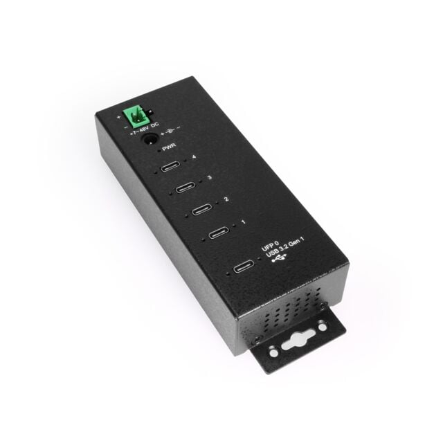 4-Port USB-C 3.2 Hub w/ 15KV ESD Surge Protection DIN RAIL Mount