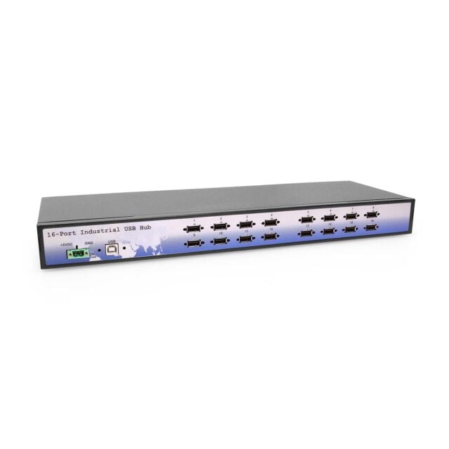 16 Port USB 2.0 Rack-Mountable Hub w/ Internal Power Supply, ESD Surge Protection, &amp; Port Status LEDs
