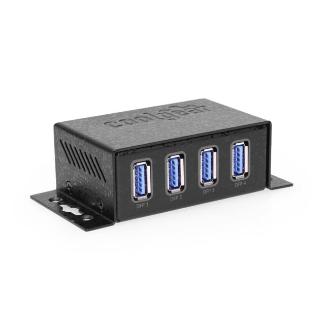 USB 3.2 Powered 4 Port Mini Hub with ESD & Surge Protection