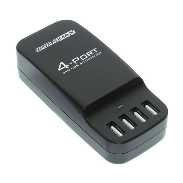 4 Port USB Desktop 34W AC Charger for Tablet and Smart Phone