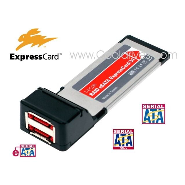 Dual Port ExpressCard 34mm eSATA 3Gb/s 300Mbps SATA II Card RAID