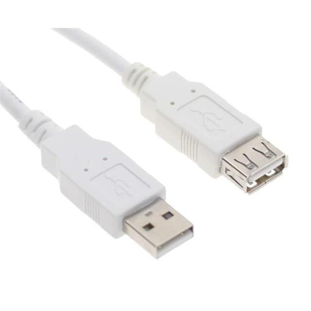 2ft. White USB 2.0 A-Male to A-Female Extension Cable