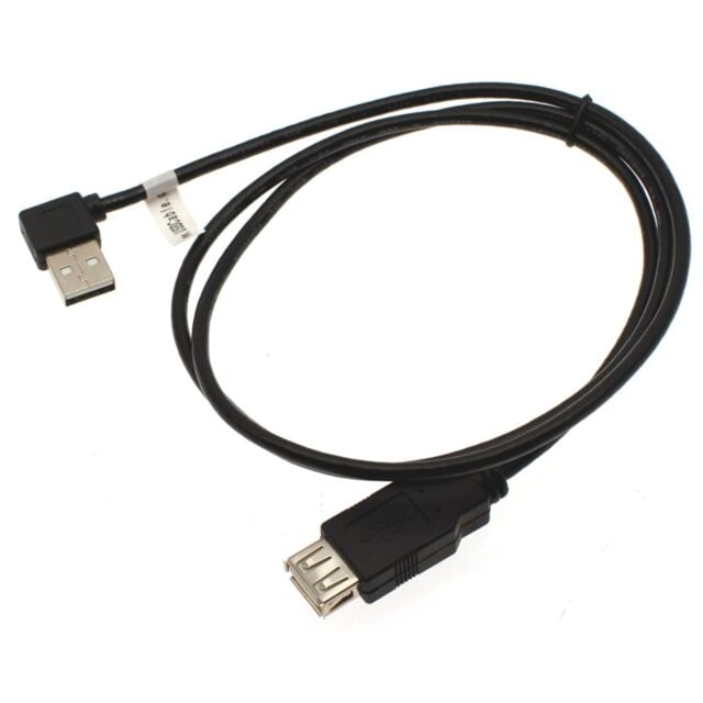 3ft. Black USB 2.0 Extension Cable A male Right Angle to A Female