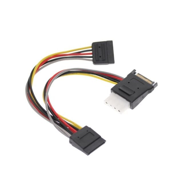 7in. SATA Power Splitter Cable Molex 4-Pin Output Dual 15-pin Sata Output
