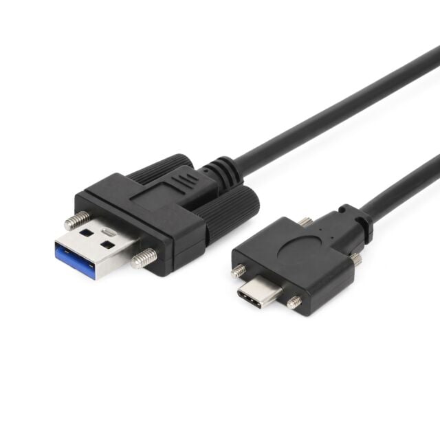 10ft USB 3.2 Gen 1 Screw-Locking Type-A to Dual Screw-Locking Type-C Cable