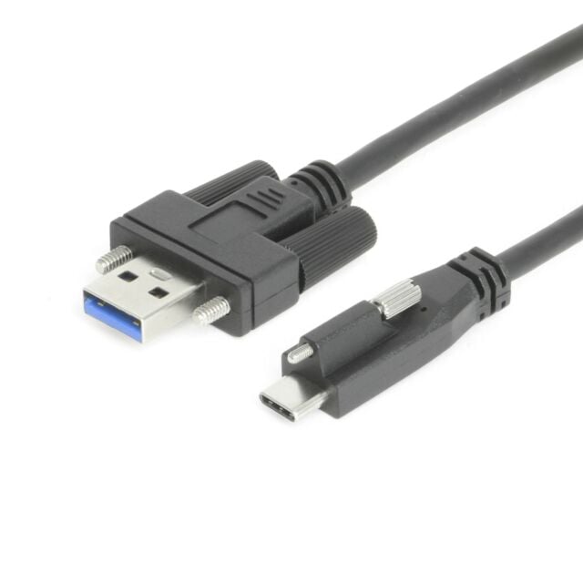 3ft USB 3.2 Gen 1 Screw-Locking Type-A to Single Screw-Locking Type-C Cable