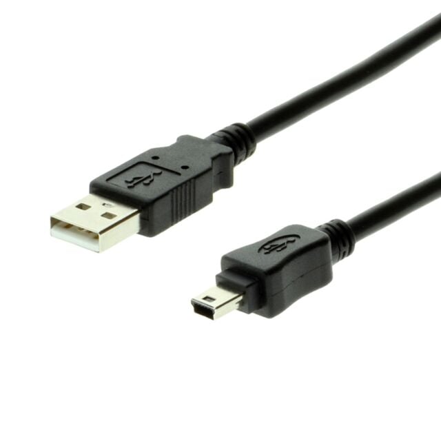 12 inch Black USB A to Mini B Cable