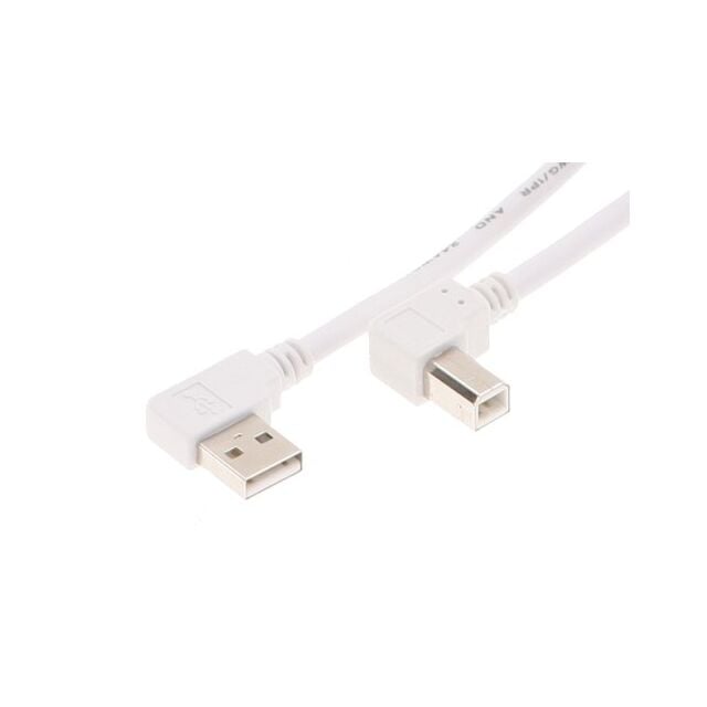 6ft. White USB 2.0 Cable A Left Angle to B Left Angle High-Speed