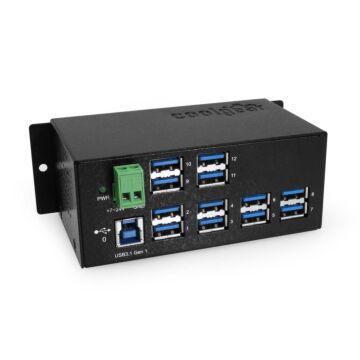 12-Port USB 3.2 Gen1 w/15KV ESD Surge Protection DIN Rail Mount