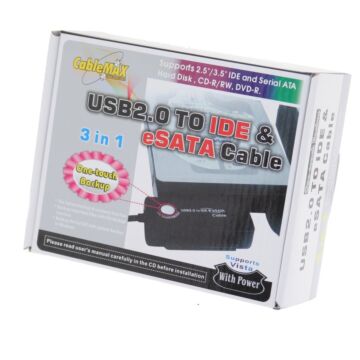 USB 2.0 to IDE ad SATA and eSATA Hard Drive Adapter with Back-Up Button