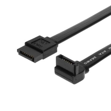 17in Black SATA III Device Cable Straight to Right Angle