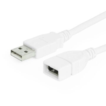 USB 2.0 Extension Cable 10ft White A-Male to A-Female