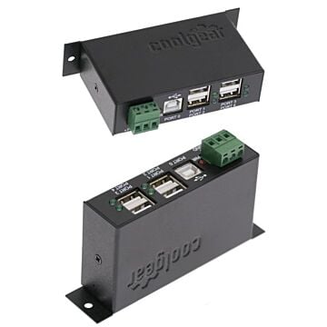 12 Volt USB 2.0 4-Port Powered Hub for PC-MAC DIN-RAIL Mount