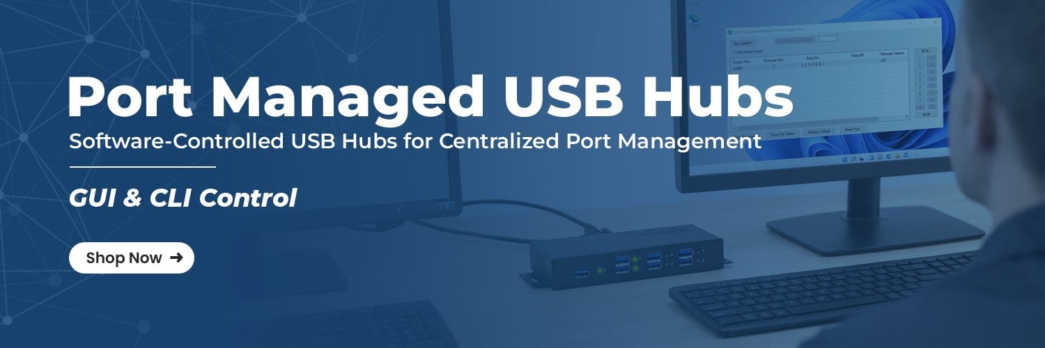 Port Managed USB Hubs: software-controlled USB hubs for centralized port management, GUI and CLI control. Shop now